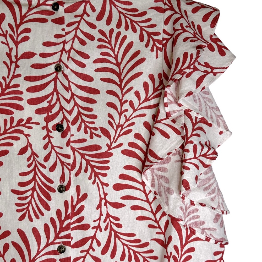 Who What Wear Women’s Red & Off White Linen Blend Sleeveless Ruffle Size XL NWT - Picture 5 of 10